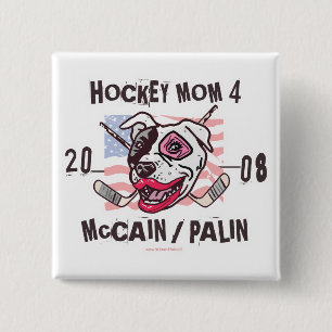 Hockey Moms Pit Bull Lipstick 15 Cm Square Badge
