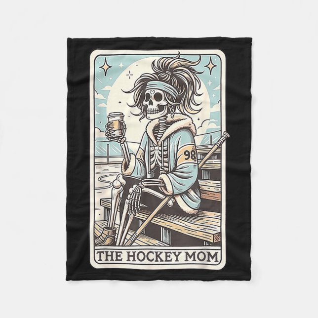 Hockey Mum Funny Skeleton Card Fleece Blanket (Front)
