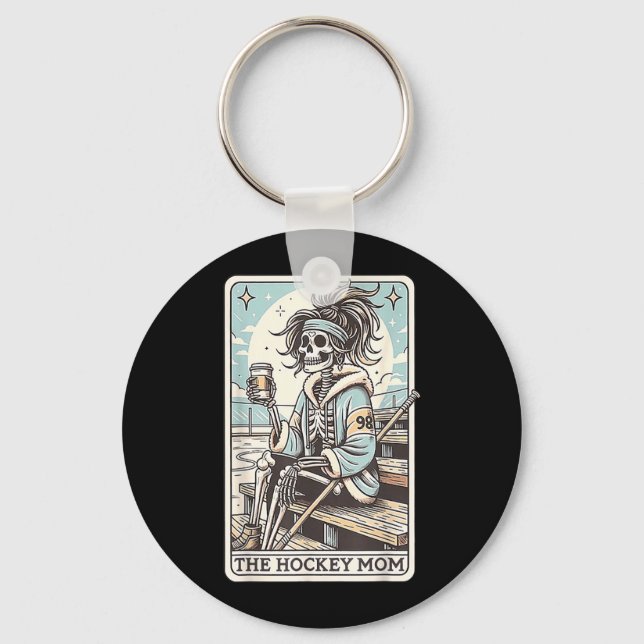 Hockey Mum Funny Skeleton Card Key Ring (Front)