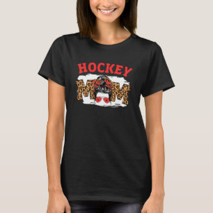 Hockey Mum Messy Bun Cute Mother s Day Basketball T-Shirt