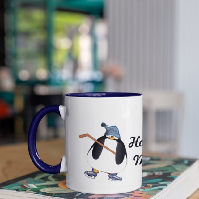 Hockey Mum Penguin with Hockey Stick Mug (Creator Uploaded)