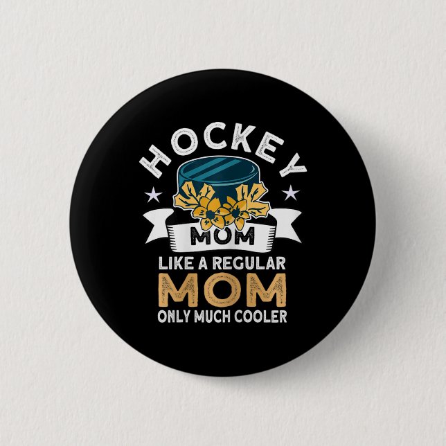 Hockey Mum - Retro Hockey Player Ice Hockey  6 Cm Round Badge (Front)
