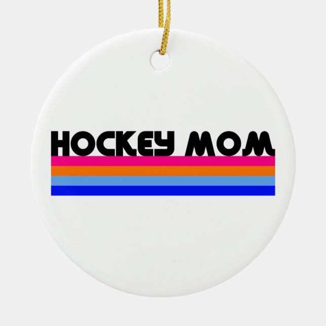 Hockey Mum Stripes Ceramic Tree Decoration (Front)
