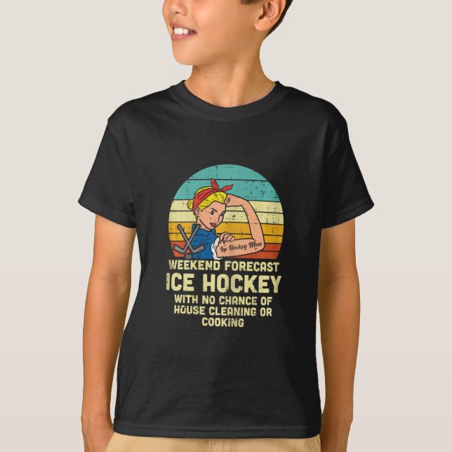 Hockey Mum Weekend Forecast Fun Sport Mummy Mama W T-Shirt (Front)