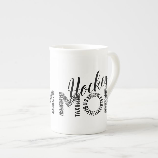 Hockey Mum Word Art Bone China Mug (Front Right)