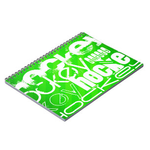 Hockey; Neon Green Stripes Spiral Notebook