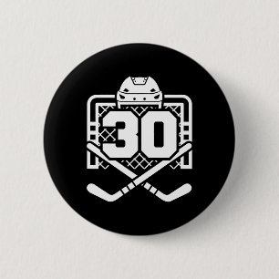 Hockey Number 30 Jersey Funny Hockey Player Game D 6 Cm Round Badge