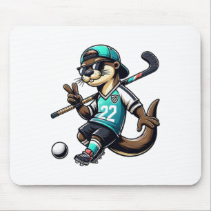 Hockey Otter With Stick Peace Sign Sungles 22 Masc Mouse Pad