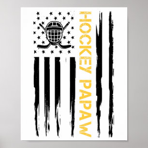 Hockey Papaw Hockey Player Usa Flag  Poster