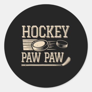Hockey Paw Paw - Hockey Player Retro Vintage  Classic Round Sticker