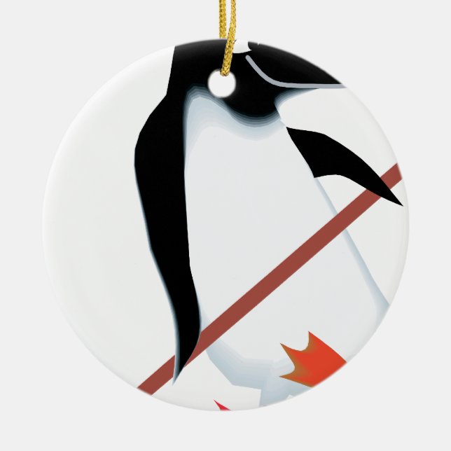 Hockey penguin ceramic tree decoration (Front)