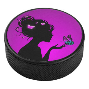 Hockey Plate The Female Purple Butterflies Puck