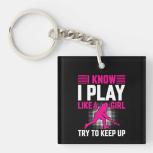 Hockey Play Like a Girl Key Ring
