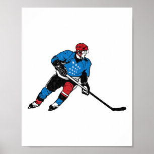 Hockey Player 4th Of July Cool Patriotic American Poster