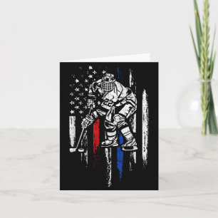 Hockey Player Aamerican Flag Patriotic Usa 4th Of Card