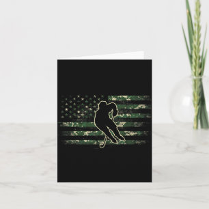 Hockey Player Aamerican Flag Usa Camo Patriotic Card
