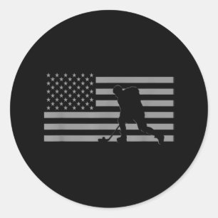 Hockey Player - American Flag Hockey Classic Round Sticker