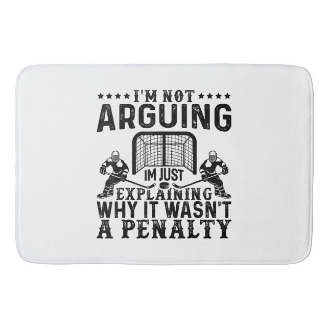 Hockey Player Arguing Gift Funny Hockey Bath Mat (Front)