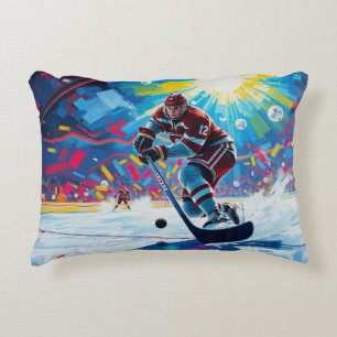 Hockey Player at Goal Decorative Cushion