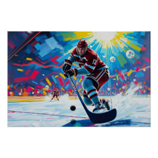Hockey Player at Goal Poster