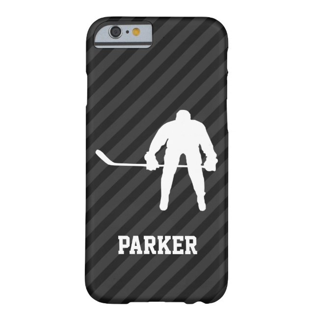 Hockey Player; Black & Dark Grey Stripes Case-Mate iPhone Case (Back)