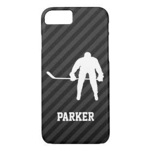 Hockey Player; Black & Dark Grey Stripes Case-Mate iPhone Case