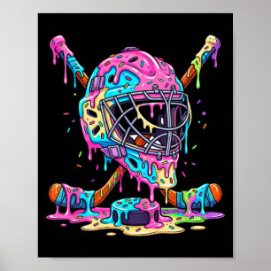 Hockey Player Boys Kids Ice Hockey Dripping Ice Poster