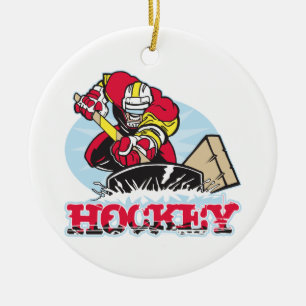 Hockey Player Ceramic Tree Decoration
