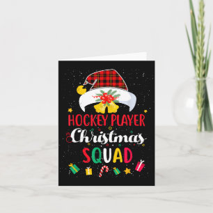 Hockey player christmas squad santa hat hockey card