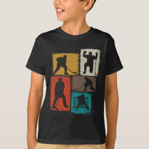 Hockey Player Collage Men Kids Coach Youth Boys T-Shirt