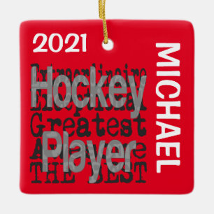 Hockey Player Extraordinaire CUSTOM Ceramic Ornament