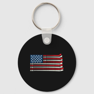 Hockey Player Fan Ice Hockey Aamerican Flag 4th Of Key Ring