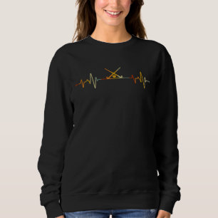 Hockey Player Heartbeat Graphic Hockey Player Retr Sweatshirt