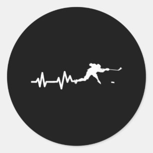 Hockey Player Heartbeat Ice Hockey Classic Round Sticker