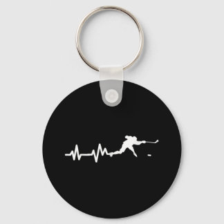 Hockey Player Heartbeat Ice Hockey Key Ring