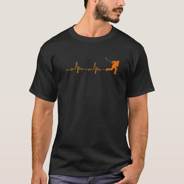 Hockey Player Heartbeat Ice Hockey Vintage T-Shirt (Front)