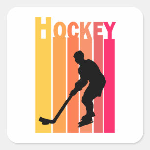 Hockey Player Hockey Vintage Square Sticker