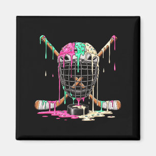 Hockey Player Ice Cream Drip Boys Kids Ice Hockey Magnet
