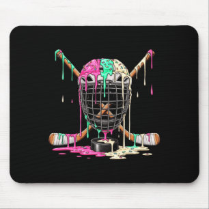 Hockey Player Ice Cream Drip Boys Kids Ice Hockey Mouse Pad