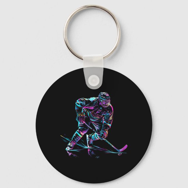 Hockey Player Ice Hockey Performance Key Ring (Front)