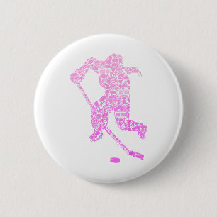 Hockey Player Ice Hockey Youth Girls Women Kids  6 Cm Round Badge