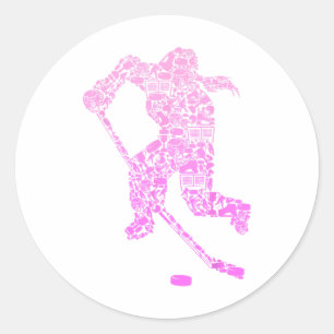 Hockey Player Ice Hockey Youth Girls Women Kids  Classic Round Sticker