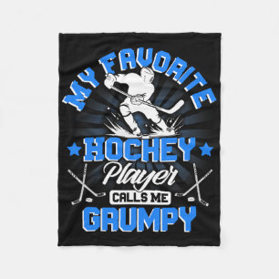Hockey Player Ice My Favorite Hockey Player Calls Fleece Blanket