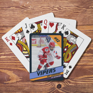 Hockey Player Keepsake On Vibrant Violet Playing Cards