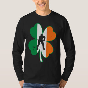Hockey Player Lucky Shamrock Ireland Flag St Patri T-Shirt