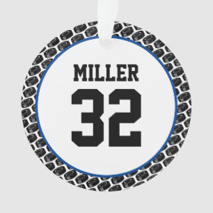 Hockey Player NAME Team NUMBER Puck Stick Sports Ornament