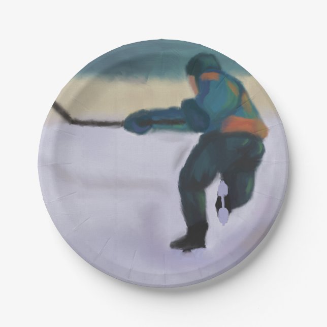 Hockey Player Paper Plate (Front)