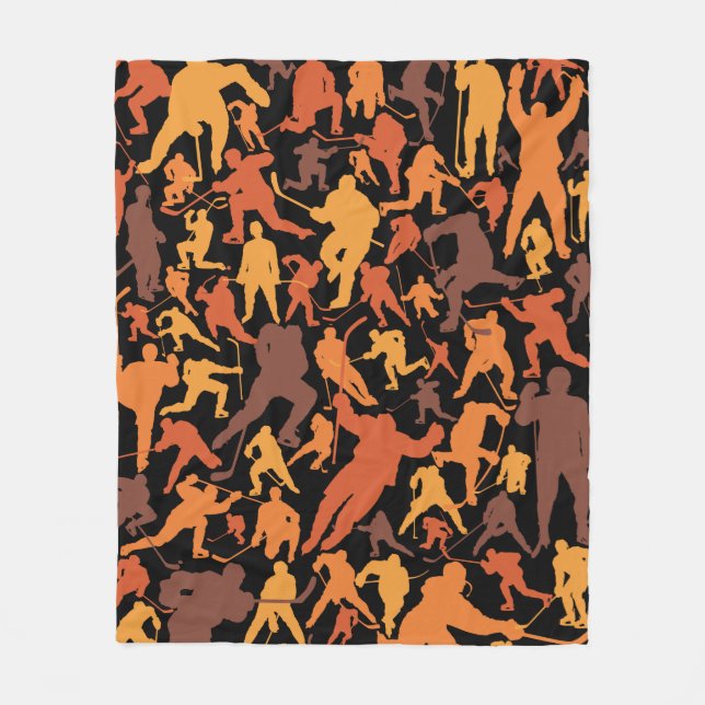Hockey Player Pattern Fleece Blanket (Front)