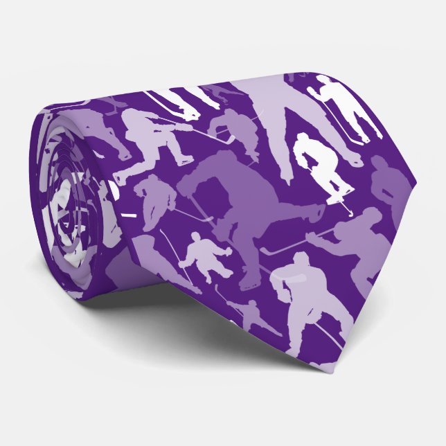 Hockey Player Pattern Neck Tie (Rolled)