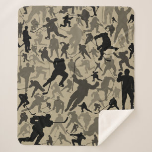 Hockey Player Pattern Sherpa Blanket